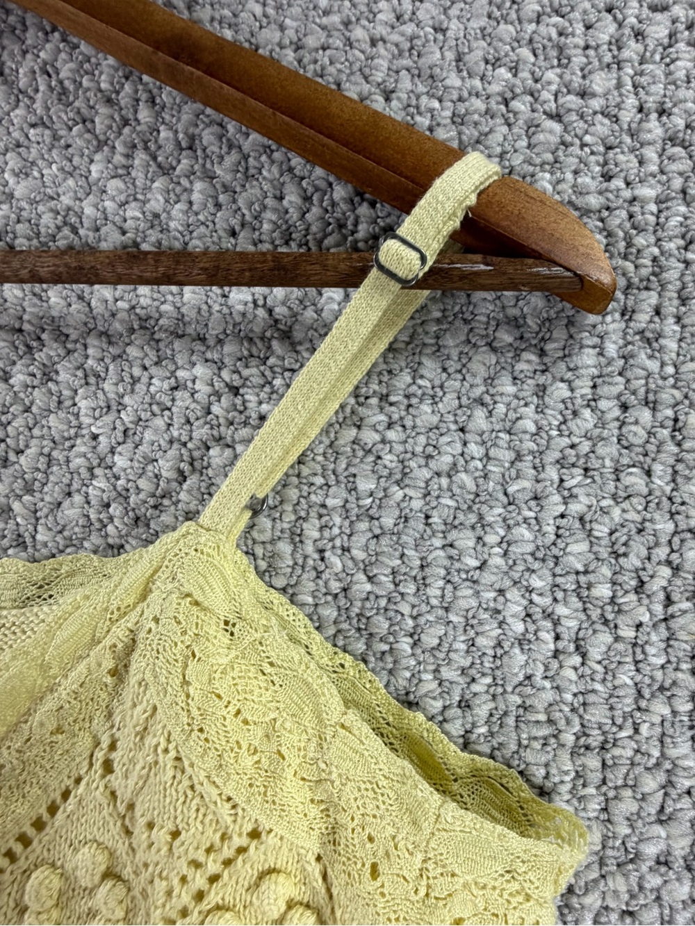 Hollister Yellow Crochet Tie-Front Cami 100% Cotton Y2K Cottagecore Crochet SZ L - Picture 4 of 9